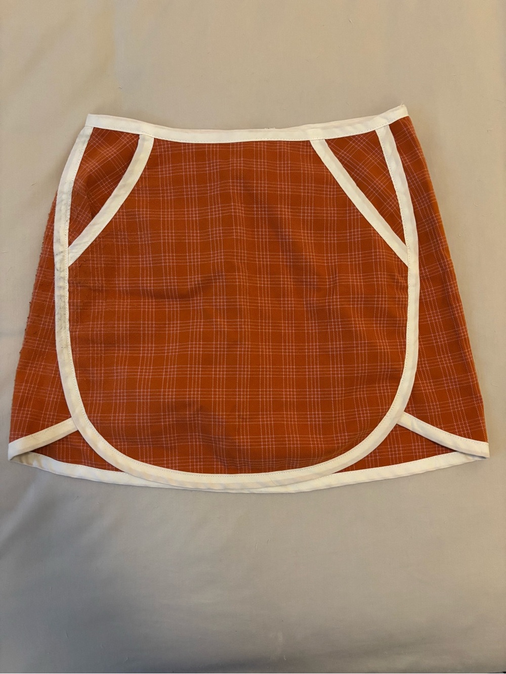 Urban Outfitters Rust Plaid Mini Skirt with White Trim